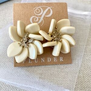 Plunder Designs Oversized Boho Cream Flower Earrings